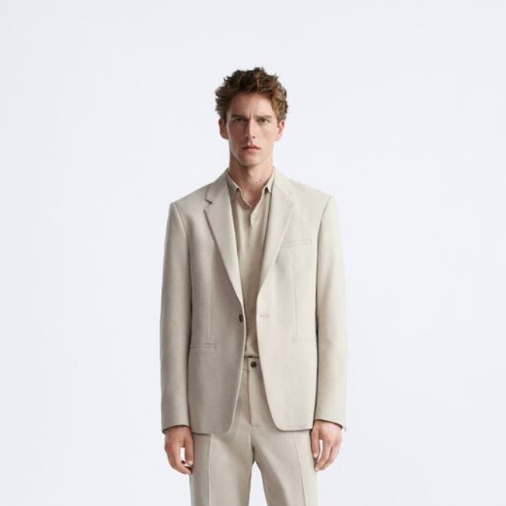 Zara Textured Suit Blazer - Size 36